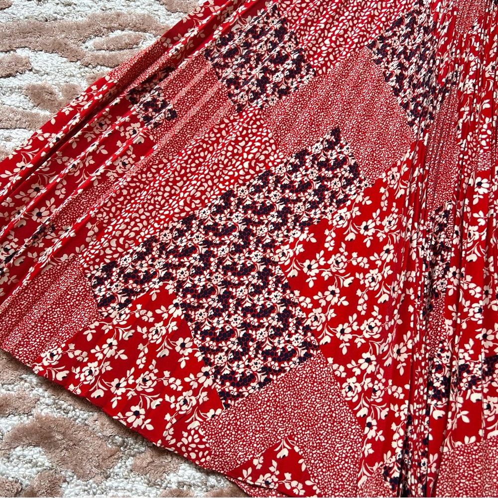 Mikael Aghal Red Floral Patchwork Midi Dress - Picture 4 of 6